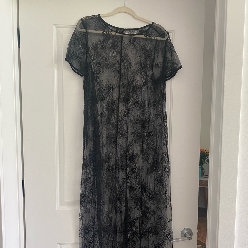 Long black lace bathingsuit cover up